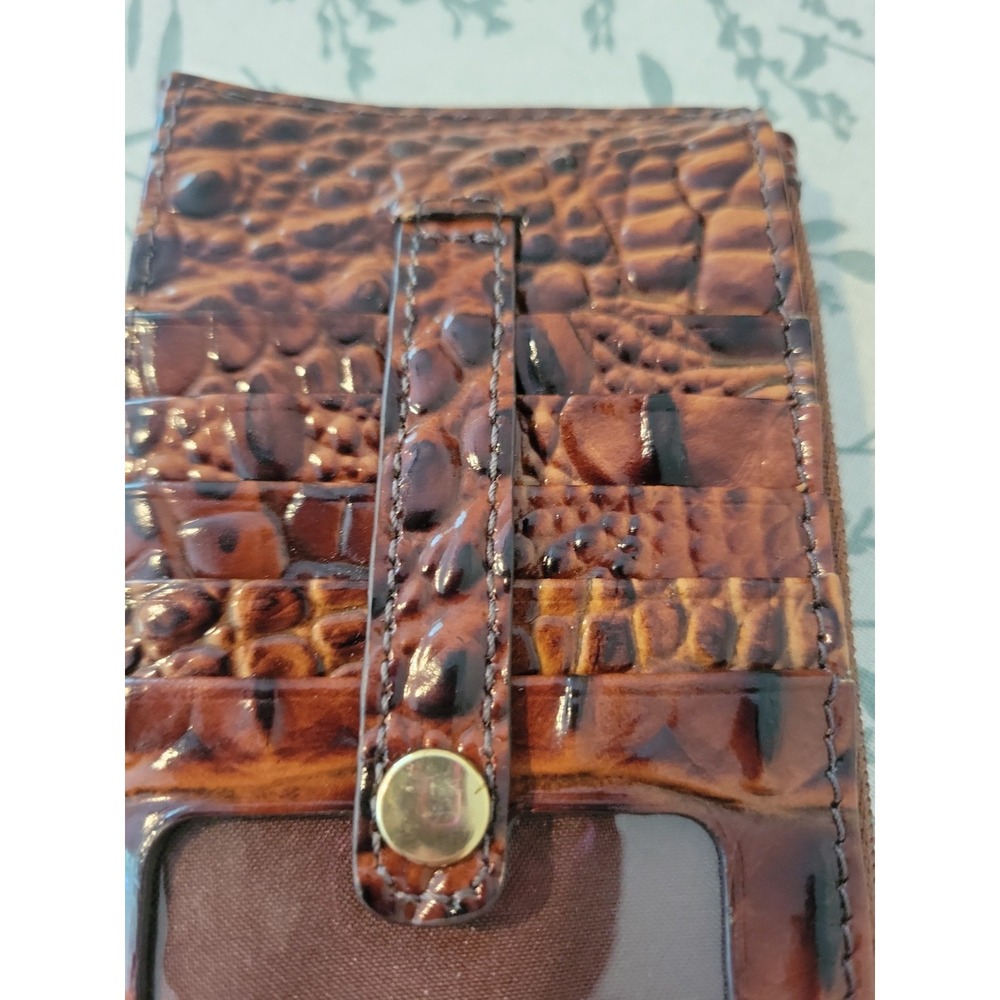 Brahmin Credit Card Wallet Pecan Melbourne Brown Croc Embossed Leather - Picture 5 of 7